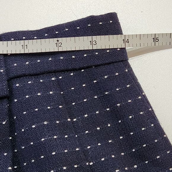 Anne Klein II Vintage 90s Wool Shorts Pleated Navy/White Dashes Women's Size 10 - Picture 11 of 13